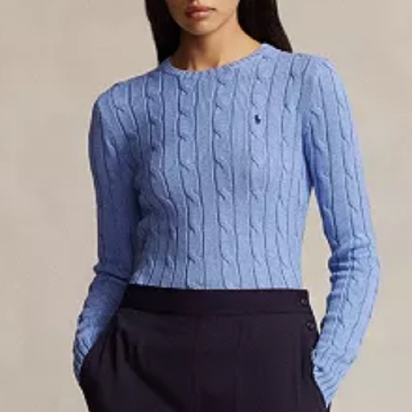 Ralph Lauren Sweaters - Ralph Lauren Women's Cable-Knit Cotton Crewneck Blue Sweater women’s Large